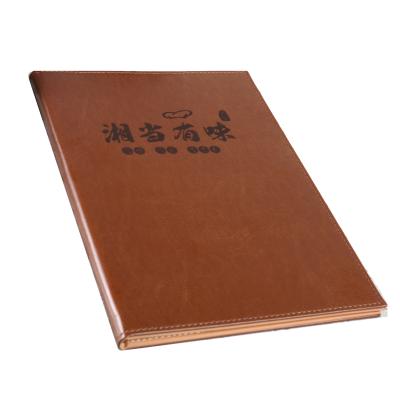 China Wholesale custom menu embossed unique embossed design menu cover high grade pu leather material factory restaurant for sale