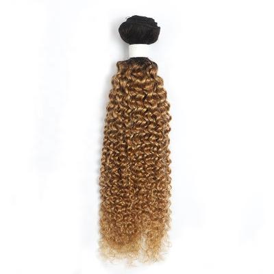 China Jerry Curl Kinky Curly 1B 27 Hair Bundles Pre Brazilian Hair Weave Color Bundles 8-26Inch For Women Ombre Brown Hair Extension for sale