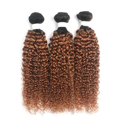 China Jerry Curl Kinky Curly 1B 30 Hair Bundles Pre Brazilian Hair Weave Color Bundles 8-26Inch For Women Ombre Brown Hair Extension for sale