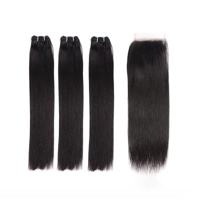 China Jerry Curl Super Double Drawn Virgin Hair Bundles Arabella Brazilian Straight Hair 100% Human Remy Hair Extensions for sale