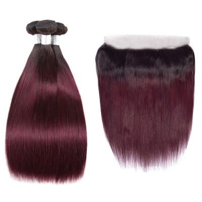 China Factory Wholesale Bundle 1B 99j Curly Factory Curly Hair With Closure Straight Hair Weave Cuticle Aligned Hair With Headband for sale