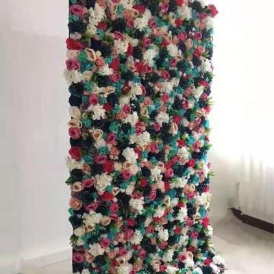 China Eco-friendly Customized Rose Wall Backdrop Artificial Flower Wall For Wedding Decoration for sale