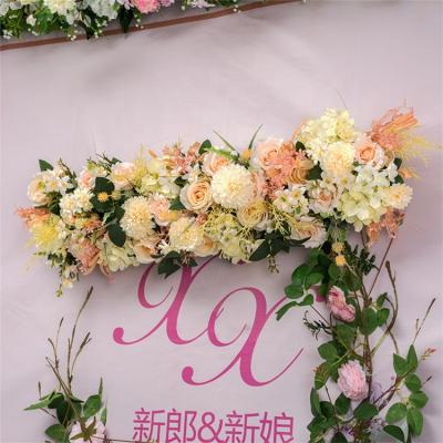 China Fashional Artificial Flowers Customized European Wall Decoration Stage T Stage Wedding Style Table Runner Artificial Flower for sale