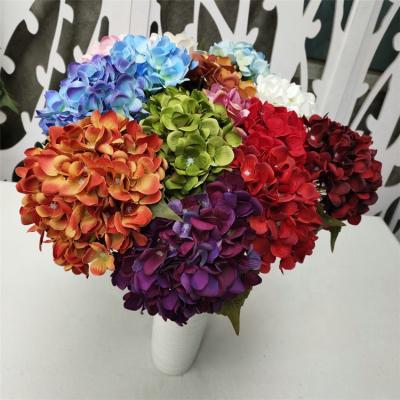 China Wholesale Artificial Flower High Quality Silk Flower Hydrangea Bouquet For Wedding Decoration for sale