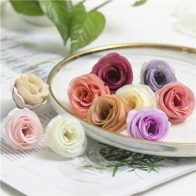 China Material Artificial Rose Head Bride Hand Bouquet Flower Wreath Artificial Rose Head Cheap Artificial Tea Rose Wedding Decoration Artificial Flower Rose Head for sale