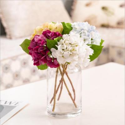 China Home Wedding Decorative Flowers High Quality Real Touch Moisturizing Artificial Silk Hydrangea Flower Head For Wedding Home Decor for sale