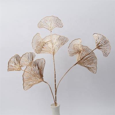 China High Quality High Simulation Artificial Flowers Wedding Decoration Leaves Plastic Artificial Ginkgo Biloba Ginkgo for sale