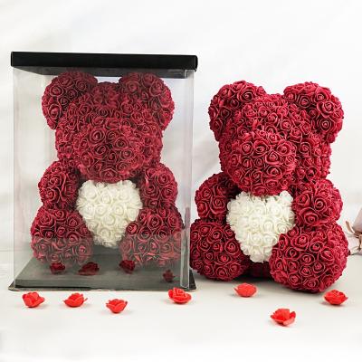 China Foam Rose Bear from the Rose Bear Valentines Day 25cm Teddy Bear Rose 40cm Gift Box for sale