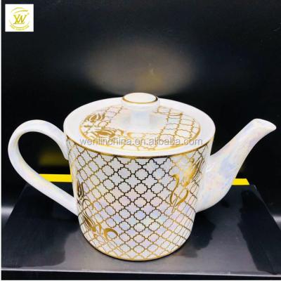 China Middle East Dubai Porcelain Teapot Set 1000ml Arabian Ceramic Coffee Teapot Saudi Chaozhou Viable Factory for sale