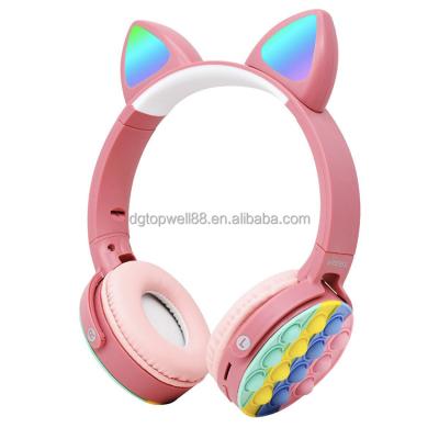 China Popular blue led headband cat ear tooth popit popit push up bubble earphones headphone for sale