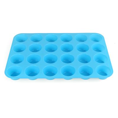 China Customized Reusable Non Stick 24 Cup Cupcake Silicone Baking Pan Silicone Muffin Mold Cake Maker for sale