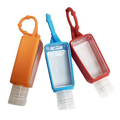 China Seal Hand Refillable Bottle With Silicone Protective Case 30ml Mini Liquid Soap Plastic Bottles Key Chain Carrier for sale