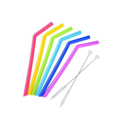 China Amazon Hot Selling Reusable Custom Sustainable Food Grade Silicone Drinking Straw For Drinking Bubble Tea, Milkshakes With Cleaning Brush for sale