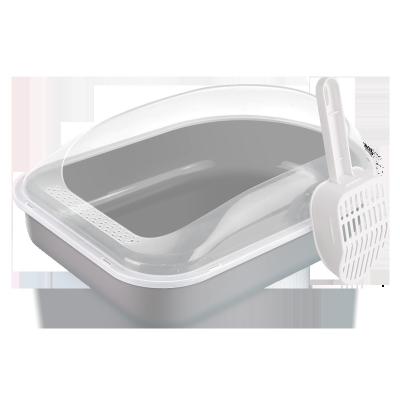 China Hot-selling Hot Sale Large Nonstick PP plastic material Cat Litter Pan Durable Open Cat Toilet Litter Box with Frame for sale