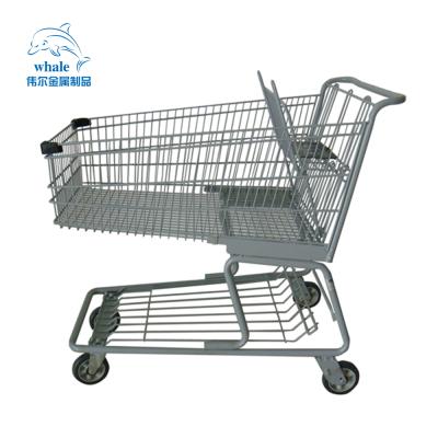 China Wholesale Customized City Supermarket Trolley Folding Folding Steel Trolley Large Capacity Metal Square Mall Customized for sale