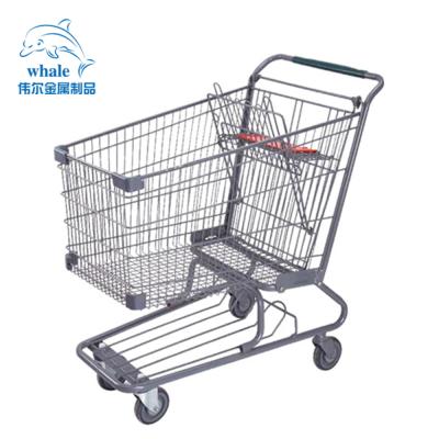 China Folding Manufacture Selling Best Price Supermarket Metal Wheel Folding Carts Large Capacity Steel Trolley for sale