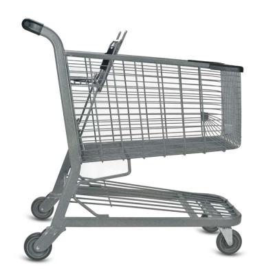 China Wholesale 4 Wheel Supermarket Trolley Store Grocery Trolley Folding Steel Push Shopping Trolley for sale