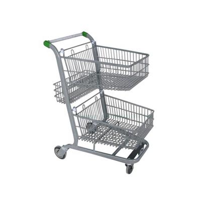 China Durable American Style Two Layer Shopping Cart Amazon Vending Trolley Cart for sale