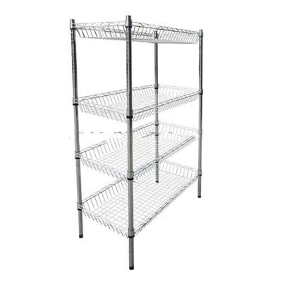 China Corrosion Protection NSF Approved Selling Quality Adjustable Shop Shelving Metal Display Grid Wire Chromed Shelving for sale