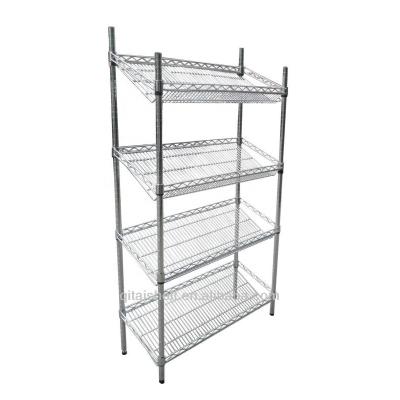 China Wire Shelves NSF And ISO Factory Design Selling Approved Vegetable And Fruit Display Stands for sale