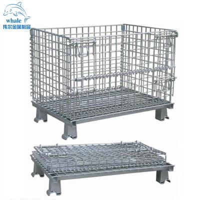 China Collapsible Collapsible Steel Wire Mesh Storage Cage Pallet Containers, Wire Corrosion Protection Metal Cages Wire Mesh Container for sale