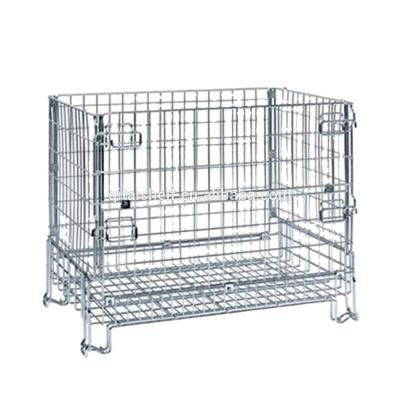 China Warehouse Storage Stackable Wire Storage Cage Wire Container Rolling Conditions for sale