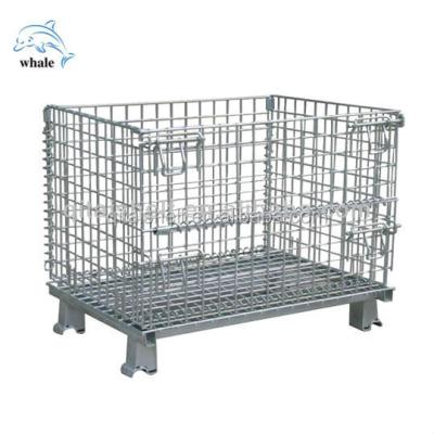 China Suzhou Sustainable Folding Wire Mesh Container Cages Warehouse Zinc Plated for sale