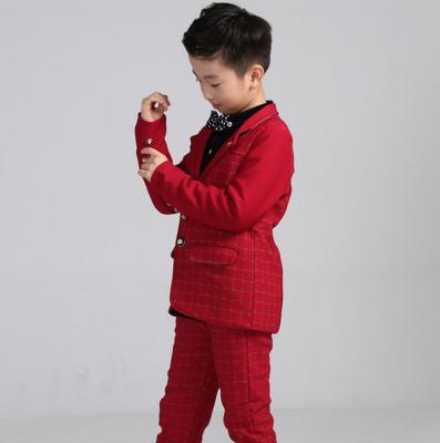 China High quality 2color 4pcs polyester/cotton set tie+vest+pants+shirt baby boy winter wedding suit for kids boys for sale