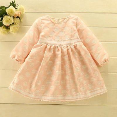 China 2017 NEW Peru Children's Girls Winter Dress Fashion Breathable Korea Hot Girl's Pink And Long Sleeves Dress Blue Kids Clothes for sale