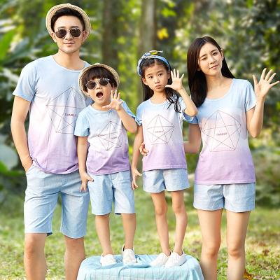 China 2017 Breathable Family Clothing Gradient Color Matching T-shirt Family Set Clothes for sale