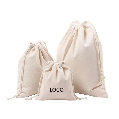 China Recyclable Organic Cotton Muslin Drawstring Bag Cotton Muslin Calico Drawstring Bags Recyclable Custom Logo Printed Gift Shoe Dust Bag for sale