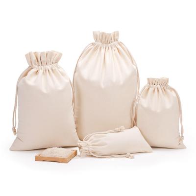 China Recyclable Wholesale Drawstring Canvas Rice Bag Blank Eco-friendly Food Bags Grains Rice Packaging Bag for sale