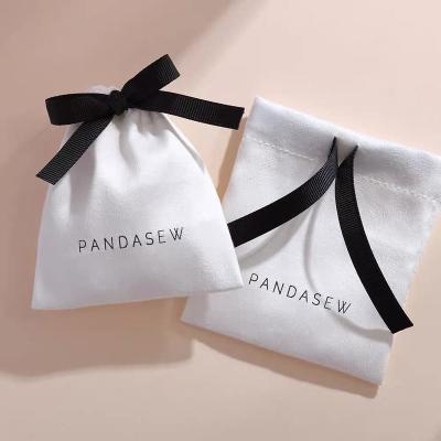 China Drawstring Bags 10*12cm Velvet Drawstring Plush Bags Pouch Accessories Recyclable Running White Dust Bag for sale