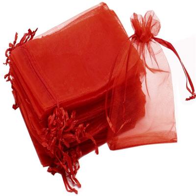 China 100pcs MOQ 7*9CM/8*10CM/10*12CM Drawstring Organza Bags Jewelry Bags Wedding Party Gift Packaging Bag for sale