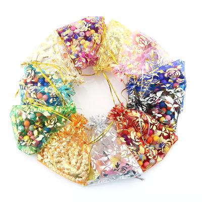 China 100MOQ Drawstring Gifting Drawstring Bags Jewelry Pouch Wedding Large Organza Pouch Tea Hair Bag for sale