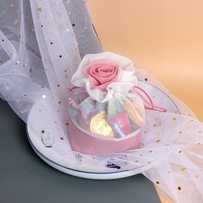 China Rose Flower Drawstring Pouch Craft Yarn Craft Yarn Packaging Bag Small Gift Bag Recyclable Wedding Decoration Pouch Storage for sale