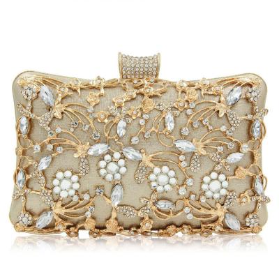 China Polyester Evening Clutch Bag Party Wedding Cross - Body Bags Women Luxury Chain Shoulder Bag With Rhinestone for sale