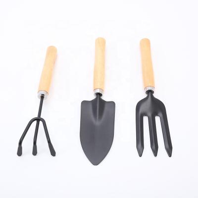 China Garden Work Wholesale Mini Garden Tool Metal Handle 3 Pcs Garden Tool Kit. for sale