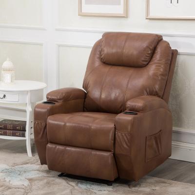 China Luxury Leather Single Seat Massage With 8 Point Vibration Massage Heat Leisure Cinema Recliner Sofa for sale