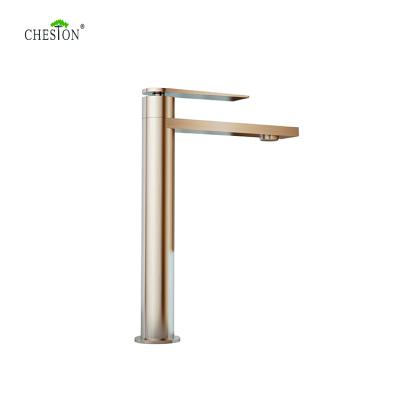 China Cheston Faucets Watermark Rose Gold High Body Single Handle Bathroom Basin Faucet Thermostatic Mixer Tap for sale