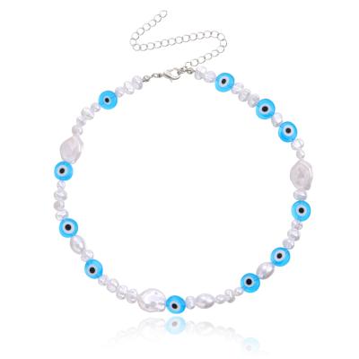 China New Fashion BOHEMIA Bohemia Resin Handmade Colorful Irregular Evil Eye Bead Beaded Choker Necklace For Women for sale