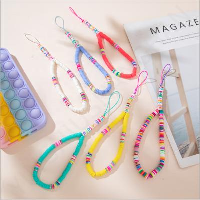 China Polymer Clay Zuowen New Design Handmade Cell Phone Chains, Happy Letter Beaded Beaded Phone Chain Strap for sale