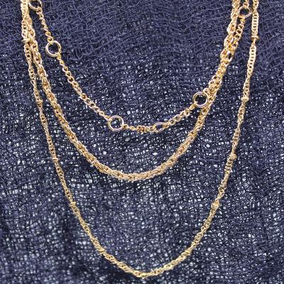 China Zuowen Fashion Alloy Chain Simple Design CLASSIC Gold Plated Multi Layered Necklace New for sale