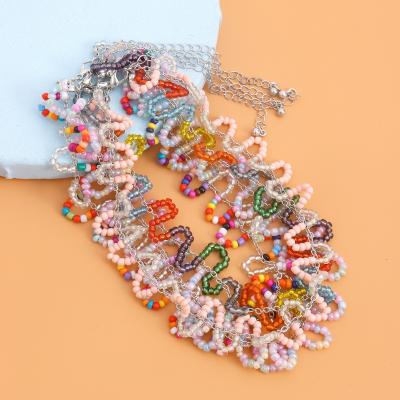 China ZUOWEN FASHIONABLE Bohemian style rice bead women's colorful INS wrap the bead snake-shaped colorful necklace for sale