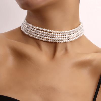 China Zuowen TRENDY Korean Pearl Necklace For Women Multilayer Vintage Pearl Necklace Fashion Party Jewelry Gifts for sale