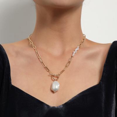 China ZUOWEN Fashion Alloy Lead Free Geometric Bamboo Necklace Adjustable Link Necklace Shaped Pearl Pendant Necklace for sale