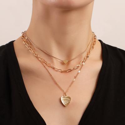 China Fashion TRENDY Valentine's Day ZUOWNE Alloy Necklace Multilayer Ins Style Print 520 Letter Love Pendant Necklace for sale