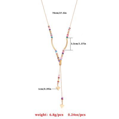 China ZUOWEN Tassel Alloy Pendant Necklace Fashion CIA Ladies Long Sweater Chain Necklace Lead Free Nickel Free Terracotta Heart Color for sale