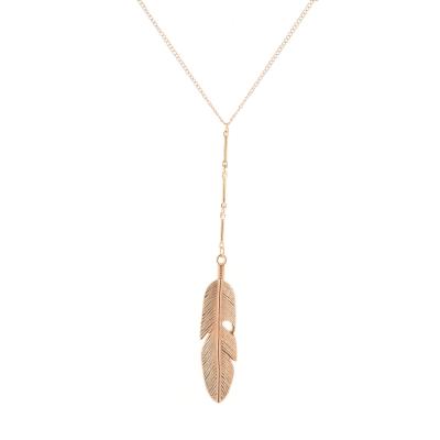 China ZUOWEN Women's Alloy Necklace Jewelry Gold Plated Feather Tassel Sweater Chain Necklace Lead Free Nickel Free Vintage Long for sale