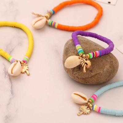 China Zuowen Polymer Clay Durable Soft Beads Beaded Elastic Shell Tassel Fashion Jewelry Bracelet for sale